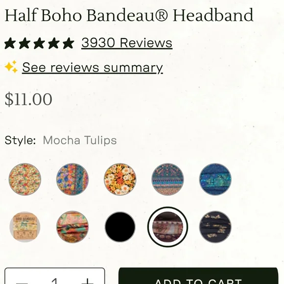 NWT Natural Life Boho Bandeau (Full Size) in Mocha Tulips - Picture 5 of 12